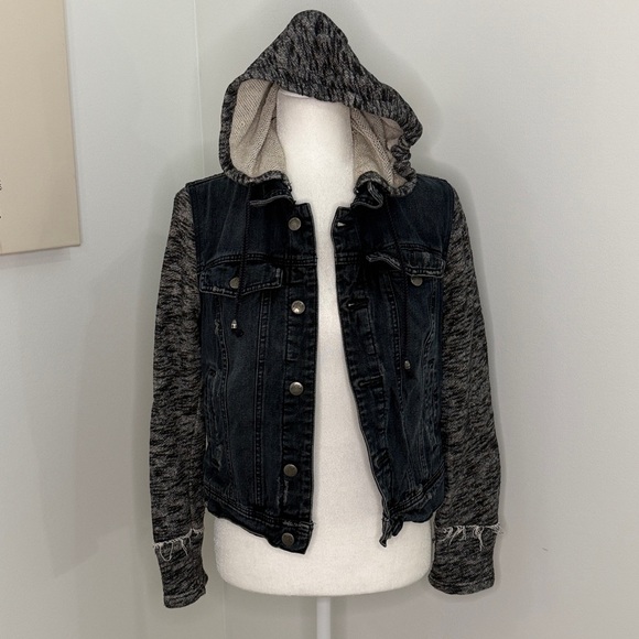 Free People Black Jacket with Cream Knit Details - Picture 1 of 6